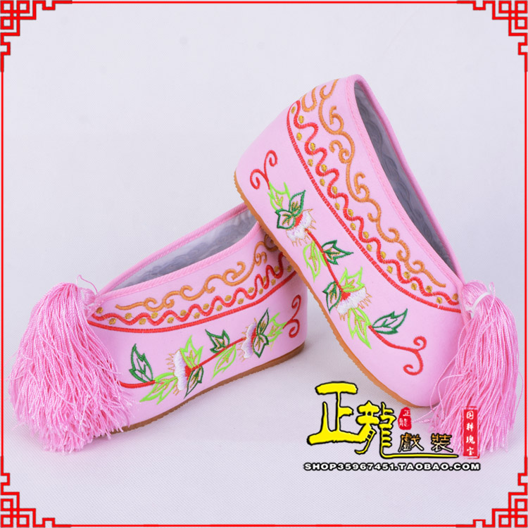 麻栗坡花旦鞋女绣花彩鞋 舒适款草花内高彩鞋