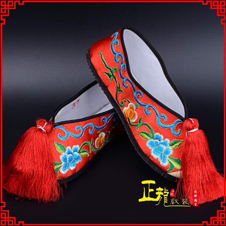 麻栗坡京剧越剧戏曲彩鞋花旦绣花 普平底彩鞋